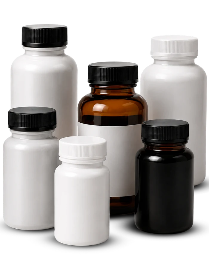 Typical supplement bottles
